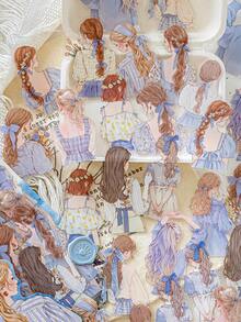 30pcs/Pack Vintage Girl Silhouette Stickers, Scrapbooking Decorative Stickers For Diary, Photo Album, Craft DIY - Multicolor - View 4