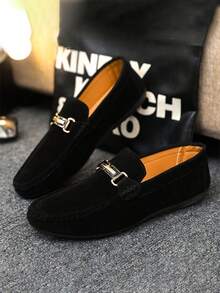 1 双男士乐福鞋，2025 新款套脚休闲驾车鞋，透气软底，纯色布面鞋，平底防滑，正式商务轻便莫卡辛鞋（尺码偏小，建议选大一码） - 黑色 - 查看 7