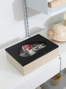 1个木制茶叶盒，多种尺寸可选，茶包分隔收纳盒，咖啡包多用途收纳盒，带透明翻盖