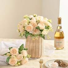 1/80PCS Artificial Flowers Silk Peony Bridal Bouquet Fake Roses Hydrangea For Autumn Decorations Wedding Vase For Home Dining Room Bedroom Decorations,Festival Birthday Party Accessories, Outdoor Garden Decorations,Autumn Home Decor,Bedroom Decor