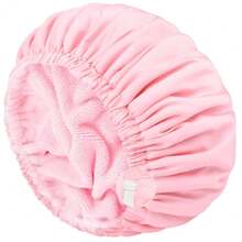 Gorro de ducha impermeable 3 en 1 para mujer, gorro de baño de pelo de fibra ultrafina absorbente de poliéster ajustable, gorro para dormir LZMR - 1 pieza rosa - Ver 11