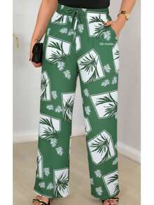 Duna Fabric Wide-Leg Pants - verde tropical - Ver 3
