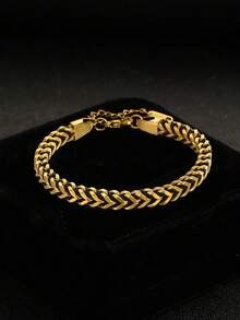 1pc Delicate Zirconia Stainless Steel Chain Bracelet For Women For Party - Multicolor - View 6