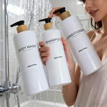 3pcs Shampoo Dispenser Body Wash Body Lotion Refill Bottle Bathroom Reusable Pump Dispenser