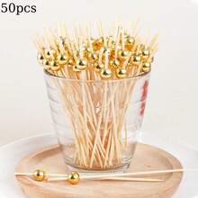 50pcs/100pcs/200pcs Gold 12cm Bamboo Fork Party Buffet Fruit Desserts Pick Skewer Food Cocktail Sandwich Fork Stick - Multicolor - View 13