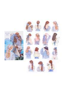 30pcs/Pack Vintage Girl Silhouette Stickers, Scrapbooking Decorative Stickers For Diary, Photo Album, Craft DIY - Multicolor - View 13