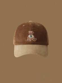 1pc Cute Bear Pattern Baseball Cap, Lightweight & Comfortable, Embroidered Bear Design, Adjustable Size, Unisex, Retro Winter Hat - Multicolor - View 13