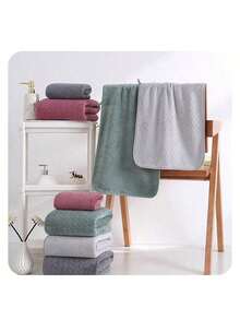 17-Piece Purple Pink/Bean Green/Dark Gray Cotton Towel Set (9 Washcloths + 6 Hand Towels + 2 Bath Towels) Bonus 2 Bath Sponges (Random Color)- Ultra Soft Absorbent, Quick Dry For Bathroom, Hotel & Home Essentials, - màu xanh lá - Xem 8