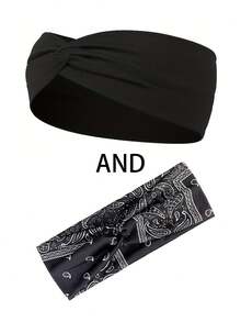 2pcs Women's Absorbent Sports Solid Color Criss-Cross Headbands, Non-Slip, Elastic, Soft Twisted Hair Bands, Suitable For Daily Workout, Yoga, Running, Sports Headwear Warm Sweatband Winter Hair Accessories