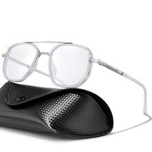 1PC Metal Frame Fashionable Color Changing Reading Glasses, Anti Blue Light Lenses, Suitable For Middle-Aged And Elderly People To Read Books, Newspapers, Mobile Phones, With Exquisite Glasses Cases, UNISEX - Silver AD11 Case - View 9