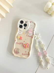 卡通手工装饰米色波浪纹印花保护壳，带链条，兼容 17/17 Pro/17 Pro Max、16/16 Pro Max、15、14、XR/7/8、15 Pro Max、13、14，P12软壳，防摔，彩色彩绘，兼容红米手机，国际版，非国内版 - 彩色 - 查看 7