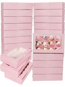 1/3/15pcs - Cookies & Pastries Boxes With Clear Window, Size: 7 X 4.3 X 1.5 Inches, Kraft Paper Material, Premium Baked Goods Gift Boxes For Desserts, Weddings, Parties, Christmas, Birthdays - Multicolor - View 8
