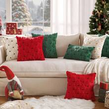 1 pieza Funda de almohada decorativa de árbol de Navidad, funda de almohada de lujo suave y esponjosa para dormitorio, sofá, Navidad, decoración del hogar de invierno