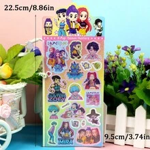5/10张随机卡通K-Pop女巫猎人组合贴纸，防水贴纸，适用于笔记本、文具、手机、水瓶 - 彩色 - 查看 2