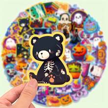 50 Halloween-Themed Stickers - Cute Pumpkin, Bat And Castle Patterns, Suitable For Laptops, Water Bottles, Suitcases, Helmets, Skateboards, Guitars - Vinyl, White - Ideal For Festivals And Rewards, Graffiti Decorations, Stationery, Motorcycles - 1 - 查看 3