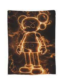 Kawss Kawaii Kaw Blanket Premium Anime Throw Blanket - Ultra Soft Flannel, Cartoon Print, Ideal Gift For Fans For Christmas & Birthday, For Sofa, Bed, Camping & Travel - màu đen - Xem 3