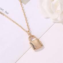 Minimalist Silver Padlock Pendant Necklace | Dainty Lock Charm Choker For Women |  Minimalist Jewelry Gift - 銀色 - 查看 4