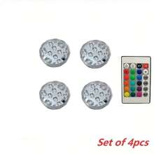 1pc/2pcs/4pcs Remote Control 16-Color Battery Powered LED Water Light, Suitable For In-Ground/Above-Ground Swimming Pools, Hot Tubs, Fish Tanks, Ponds, Party Decor - Multicolor - View 11