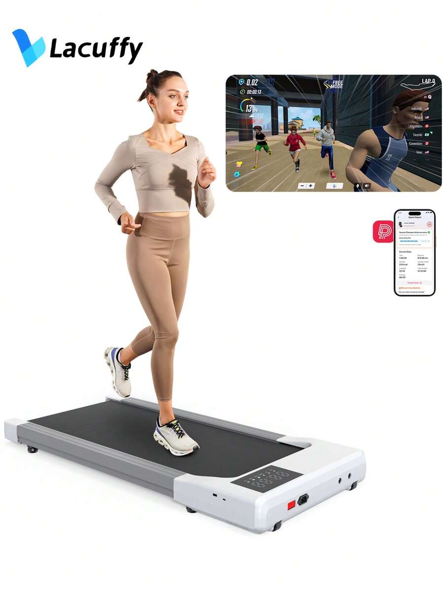 LACUFFY Treadmill Quiet Under Desk Treadmill For Home Use Remote Control & App-Enabled No Assembly Required Fitness Data RecordingTreadmill Desk Max 159 Kg App Control Walking Pad With AI Accompaniment