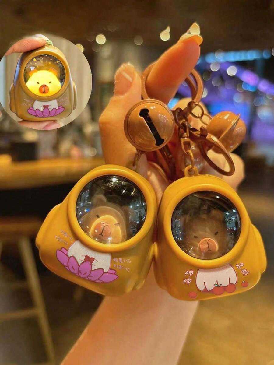 Mochila creativa y romántica con diseño de cielo estrellado, llavero de astronauta con luz nocturna en forma de pequeño oso, llavero con luz nocturna de rata de agua de dibujos animados, llavero con luz nocturna de delfín, llavero con luz ambiente, llavero con forma de traje espacial, regalo perfecto para amigos, accesorios para el coche, colgante para bolso, colgante para mochila, estilo gótico Y2K, regalo de cumpleaños, regalo de fiesta, regalo de Navidad, decoración de oficina - Multicolor - Ver 1