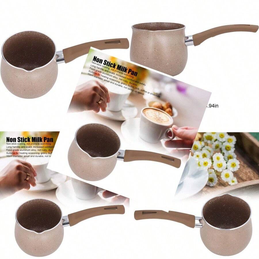 Mini Saucepan 0.8qt/750ml Nonstick Butter Warmer Multi Milk Pot Stockpot Practical Small Melting Pot With Handle Pour Spouts - Đồng - Xem 1