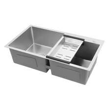 SENDERPICK Fregadero de cocina de acero inoxidable de 78x43x21 cm, fregadero encastrable, 2 senos con escurridor, fregadero de cocina, fregadero bajo encimera, lavabo de cocina, fregadero de acero inoxidable para cocinas comerciales