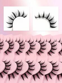 Asiteo 7 Pairs Cartoon Style False Eyelashes, Natural & Lengthening False Lashes, Anime Style Thin Strip Fake Lashes With Pointed Ends, Suitable For Daily Makeup, Cosplay, Party And Reusable - Spiky Manga Lashes - View 5