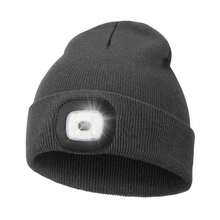 USB Rechargeable LED Knitted Beanie Hat, Unisex Warm Winter Cap With Headlamp, Knitted Night Light Hat With Flashlight - Single - View 21