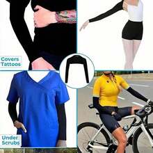 1pc Breathable UV Protection Ice Silk Sleeve Cover, Ice Silk Sunshade Sleeves, Cool Shawl Sleeve Sleeves, Summer Elastic Half Finger Arm Gloves, UV-Resistant Sun Protection Sleeve Sleeves, Sun Protection Sleeve Sleeves With Finger Holes, For Outdoor Sports And Golf, Outdoor Cycling UV Protection - Multicolor - View 2