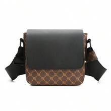 1pc Peach Tree Men's Messenger Bag, PU Leather Flap Crossbody Shoulder Bag, Casual Versatile Daily Use Small Square Bag Pouch - Multicolor - View 13