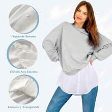EstiloEstiloPaquete De 2 Extensor De Camisa De Capas Para Mujer, Extensor De Camisa De Barrido Inferior Superior Falso De Falda, ExtensióN De Camisetas Para Mujer, Ajustables, Blanco Y NegroVersió Mejorada - Estilo de botón - Ver 3