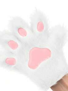 1pair Cute Plush Cat Paw Gloves, Soft Furry Winter Mittens Cosplay Costume Accessories, Furry Costume, Therian Paws, Cartoon Animal Claw Hand Warmers, Fluffy Plush Paw Shaped Gloves For Christmas, Party, Or Daily Warm Wear - Multicolor - View 3
