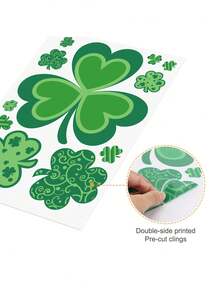 106pcs Clover Window Stickers, Suitable For St. Patrick's Day Decoration, Valentine's Day Decoration, Hanging Heart Decoration, Restaurant Decoration, Hotel Decoration, Bedroom Decoration, Living Room Decoration, Valentine's Day Decoration - Green - View 6