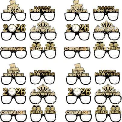6 st. nyårsglas 2026 - 12-pack | Nyårsaftonfesttillbehör 2026 | Gott nyttårsglas 2026, Gott nyttårsdekorationer 2026 | Nyårsglas, Nyårsaftondekorationer