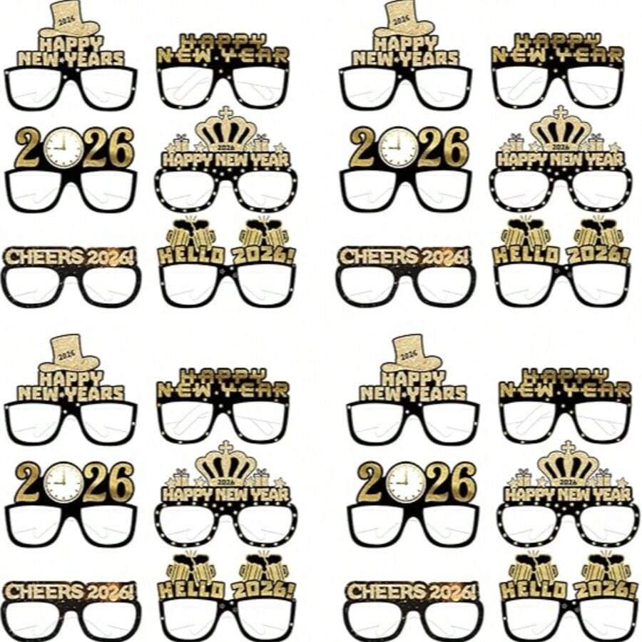 6个装2026新年快乐酒杯 - 12个装 | 2026新年派对用品 | 2026新年快乐酒杯，2026新年快乐装饰品 | 新年酒杯，新年装饰品 - 彩色 - 查看 1