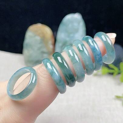 3mm Stackable Natural Jade Green Stone Fengshui Lucky Ring For Women, 1pc Real Gemstone Wedding Band, Hypoallergenic Delicate Jewelry, Ideal Good Luck Gift For Her, US Size 4-12