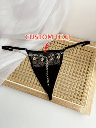 Anpassade stringtrosor med namn, damtrosor med kristallbokstäver, sexig midjekedja, personligt anpassat namn, T-rygg, tangaunderkläder, strand, pool, bikini, till fru, flickvän, födelsedagspresent, alla hjärtans dag, julklapp, justerbar midjeomkrets - 1 st