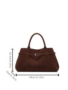 Retro Style Minimalist High-End Multifunctional Large Capacity Tote Bag - Maroon - View 6