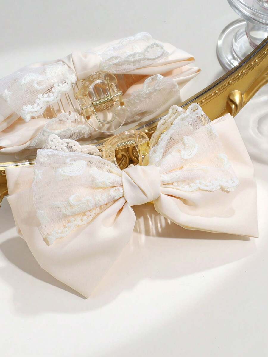 1pc Women's Fashionable Elegant Butterfly Clip, Suitable For Daily Wear - Beige - View 1