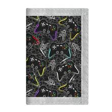 1pc Children/Teenager's Canvas Trifold Wallet, Made Of Polyester, Game Pattern, Hook And Loop Closure, Suitable For Daily Use And Holiday Gifts