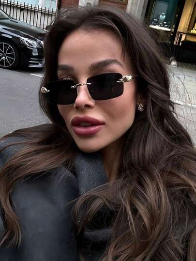 1副多边形不对称小框复古时尚眼镜，无框几何图案百搭个性女式眼镜，适合旅行、度假、日常佩戴、海滩配饰