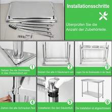 Stainless Steel Work Table With Raised Edge, Stainless Steel Kitchen Table With Adjustable Feet, Kitchen Table/Disassembly Table With Extra-Large Lower Shelf, 150 X 50 X 85 Cm, With Raised Edge - Silver - View 9