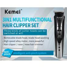 Kemei KM-1506 三合一电动剃须刀 USB充电式理发器 电动可充电鼻毛修剪器 专业剃须机 - 彩色 - 查看 7