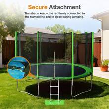 Trampoline Replacement Net For 10FT/12FT/14FT/15FT 6/8 Straight Poles Round Frame Trampolines, Safety Enclosure Net With Zipper, Hooks, Pole Cover, Green - Green - View 4