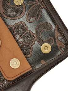 可调节腰包 - 可转换斜挎包，花卉图案，拉链和按扣闭合，人造革腰包，适合日常、正式场合和旅行 - 咖啡棕/黑色，斜挎包，日常配饰，复古风格，涤纶衬里，时尚配饰，复古设计，耐用材质，小巧手提包，时尚爱好者，送给老师、女士、女朋友和家人的完美礼物 - 彩色 - 查看 8