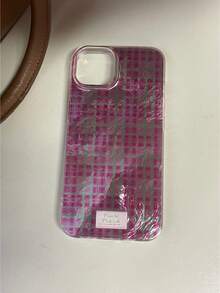 粉色格子图案可爱硅胶手机壳，适用于 16 Pro Max/17/12/14 Pro/15 Pro Max/13/XS Max，简约防震全包保护 - 粉色 - 查看 7