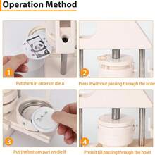 Button Maker, 25+32+58 Mm Button Maker, Badge Punch Set With 300 High-Quality Free Button Parts, Badge Maker DIY Gifts Pin Maker With Shapes & Round Paper Cutter For People - trắng - Xem 8