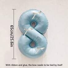 4pcs/Set 32-Inch Blue Digital Balloon Decorations, Featuring White Bows As Embellishments. Suitable For Birthday Party Decorations, Home Party Setup, And Various Festival Celebration Decorations - Blue - View 20