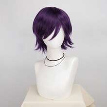 Men Women Short Layered Short Wigs Bangs Straight Synthetic Wig Heat Resistant Fiber Hair Halloween Party Cosplay Parties Costume - Multicolor - View 3