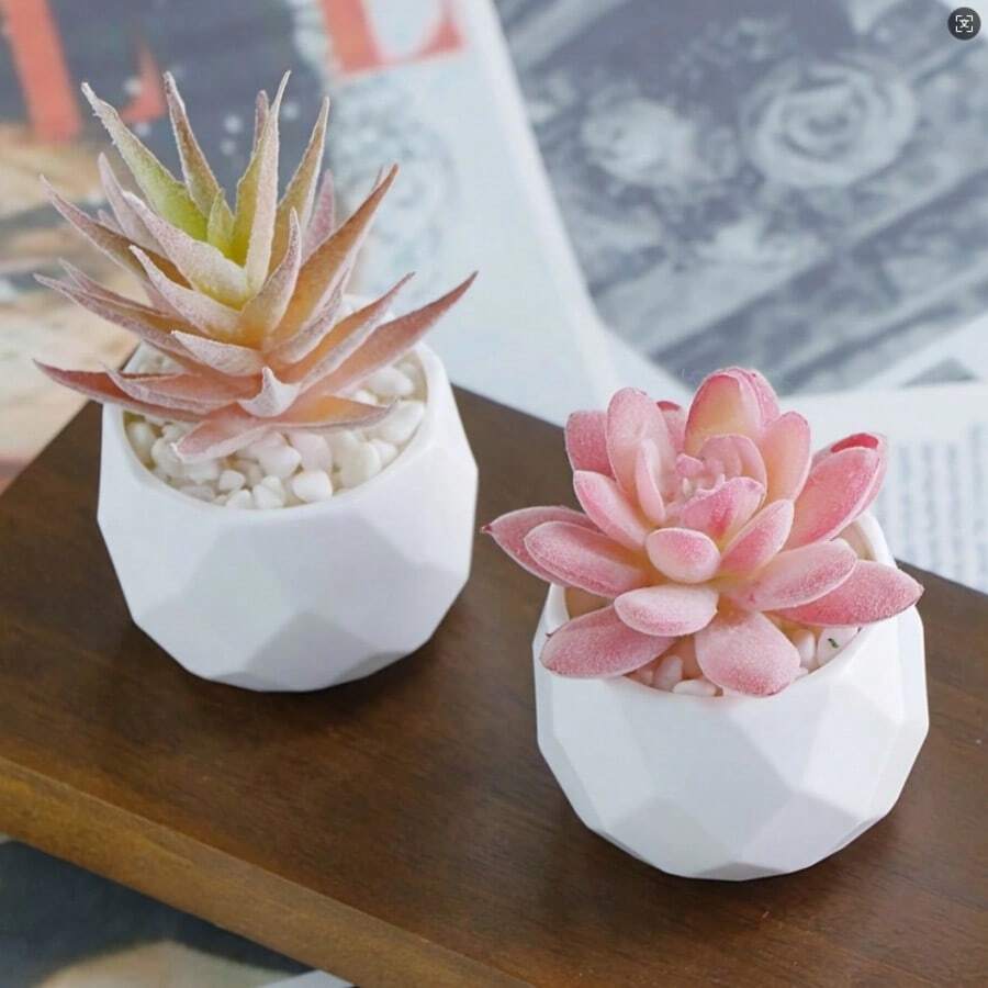 Plantes artificielles succulentes préférées des filles avec pot. Petites plantes en pot artificielles décoratives roses. Plantes artificielles pour salon, chambre, décoration de maison, parfum d'intérieur, petites plantes de simulation de bureau, décoration de bureau avec succulentes artificielles mignonnes. Cadeau de Thanksgiving, Noël, décoration de fête des fleurs et des parfums. Cadeau de fête. - Succulente rose - Voir 1